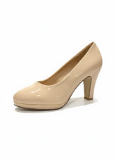 Urban Zone Ladies Patent Heels In Nude