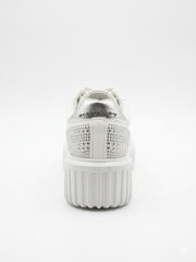 Sissy boy Womens Platform Sneaker With Bling Detail In White