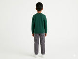 Polo Boys Printed Sweater In Forest Green