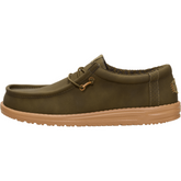 Hey Dude Mens Wally Classic Slip On In Dark Olive/Tobacco Brown