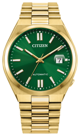 Citizen Gents Auto Watch In Gold & Green