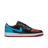 Nike Womens Air Jordan 1 Retro Low OG Sneakers In Black/Dark Powder Blue/Gym Red