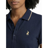 Polo Womens Leah Short Sleeves Golfer Dress In Navy Multi