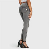 Freddy Jeans Ladies High Rise with Button Jeans In Grey