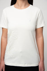 Polo Womens Bella Embroidered T-Shirt In Off White