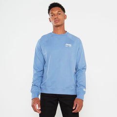 Jeep Mens Logo Applique Ranglan Crewneck Mid Blue