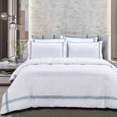 Egyptian Cotton Co Boutique Collection 400 Thread (Giorgio) Duvet Cover Set White & Duck Egg