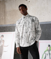 Karl Lagerfeld 235M1608 HunS Pick Sketches Shirt White