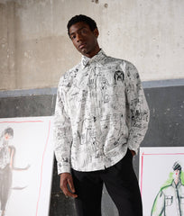 Karl Lagerfeld 235M1608 HunS Pick Sketches Shirt White