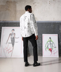 Karl Lagerfeld 235M1608 HunS Pick Sketches Shirt White