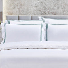 Egyptian Cotton Co Boutique Collection 400 Thread (Giorgio) Duvet Cover Set White & Duck Egg
