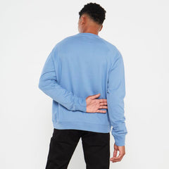 Jeep Mens Logo Applique Ranglan Crewneck Mid Blue