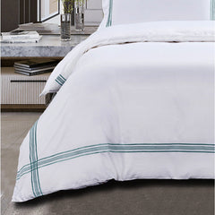 Egyptian Cotton Co Boutique Collection 400 Thread (Giorgio) Duvet Cover Set White & Duck Egg