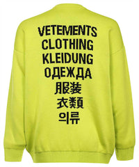 Vetements Intarsia-Logo Crewneck Knit Sweater Neon