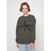 Calvin Klein J219946 Stripe Monologo Washed Crew Neck Grey
