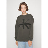 Calvin Klein J219946 Stripe Monologo Washed Crew Neck Grey