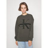 Calvin Klein J219946 Stripe Monologo Washed Crew Neck Grey