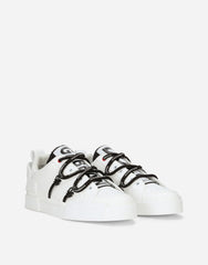 Dolce & Gabbana Portofino Sneakers In Calfskin And Patent Leather White
