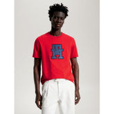 Tommy Hilfiger Mw32589 Msw Monogram Applique Tee Red