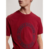 Tommy Hilfiger Mw33042 Msw Embroidery Roundel Tee Burgandy