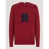 Tommy Hilfiger Mw33085 Msw Monogram Crew Neck Burgandy