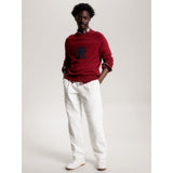 Tommy Hilfiger Mw33085 Msw Monogram Crew Neck Burgandy