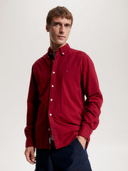 Tommy Hilfiger Mw33307 Msw Flex Brushed Twill Rf Shirt Burgandy