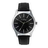 Rvlri Silver Black Watch For Men
