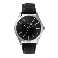 Rvlri Silver Black Watch For Men