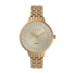 Rvlri Lds Gold Chase Bclet Stones Watch For Women