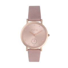 Rvlri Lds Rose Dial Stones Light Pink Band Watch For Women