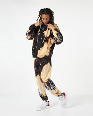 Vision Of Super Vs00586 Tie Dye Hoodie With Embroidery Flame Black