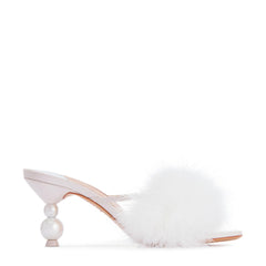 Sophia Webster Sbr23010 Delicia Marabou Mid Mule Ivory