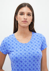 Guess C76005 Lds Ss Cn Peony Aop Tee Blue
