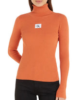 Calvin Klein J221688 Badge Roll Neck Sweater Orange
