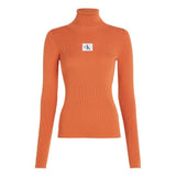 Calvin Klein J221688 Badge Roll Neck Sweater Orange