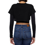 Karl Lagerfeld 235W1721 Layered Cotton Cropped Top