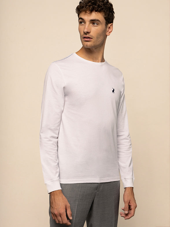 Polo 0041437 Mens Ls Essential Tee White