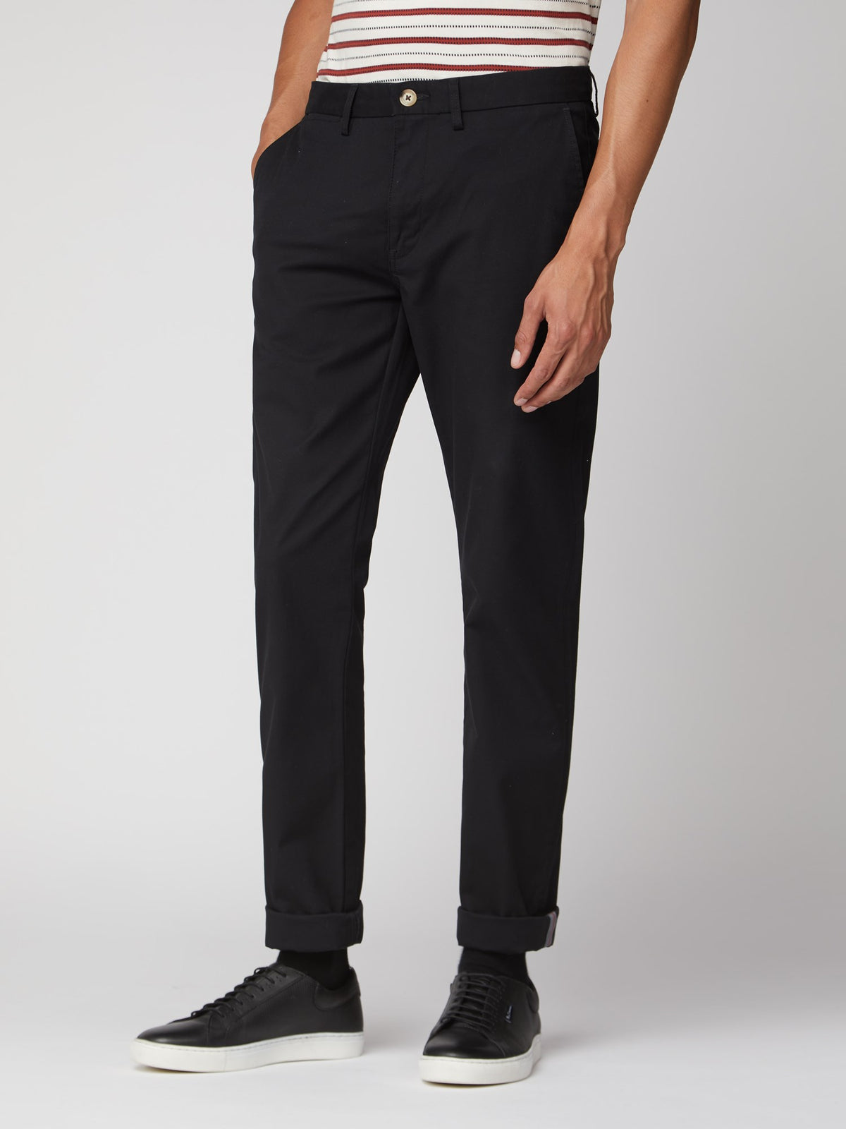 Ben Sherman Mens Straight Fit Chinos In Black
