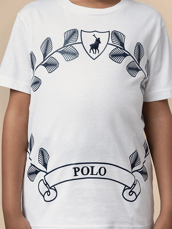 Polo Boys William Printed Wreathe T-Shirt In White