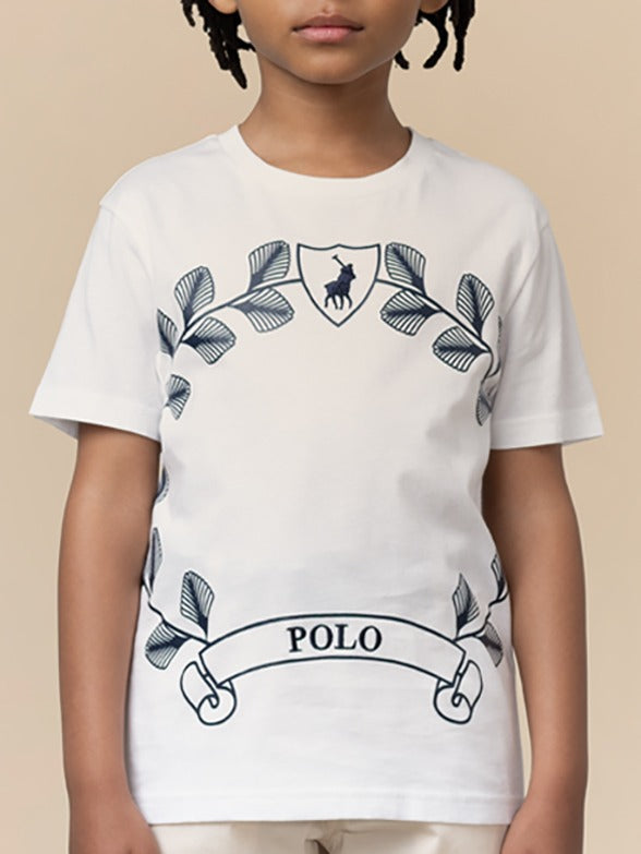 Polo Boys William Printed Wreathe T-Shirt In White