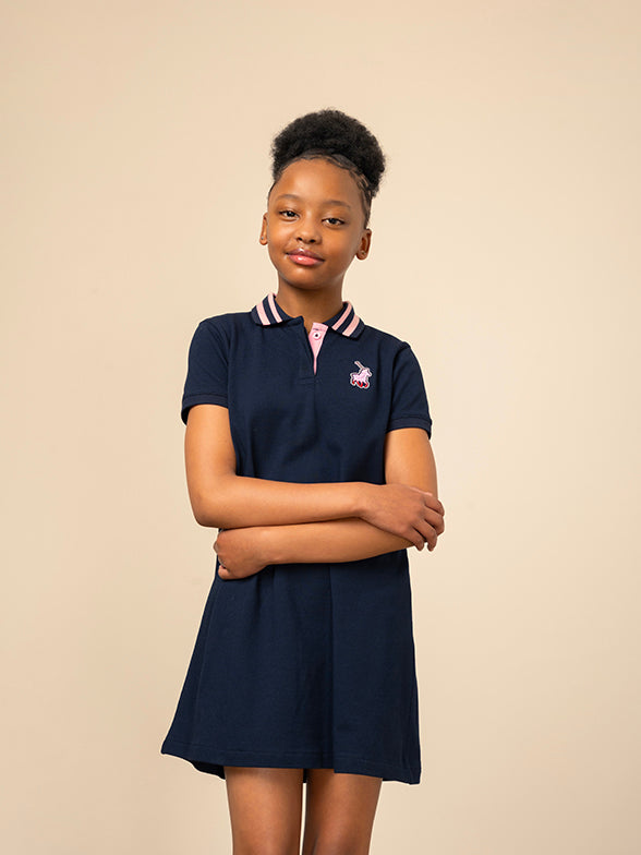 Polo Girls Georgia A Line Golfer Dress In Navy