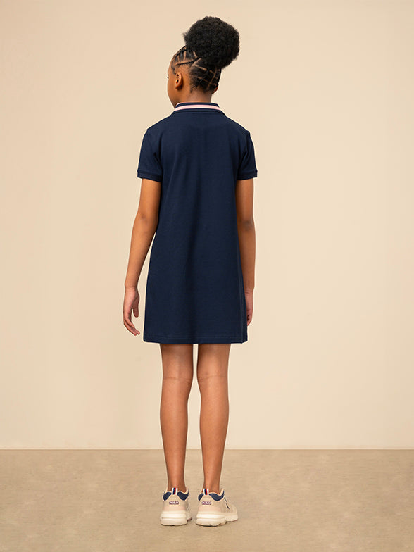 Polo Girls Georgia A Line Golfer Dress In Navy