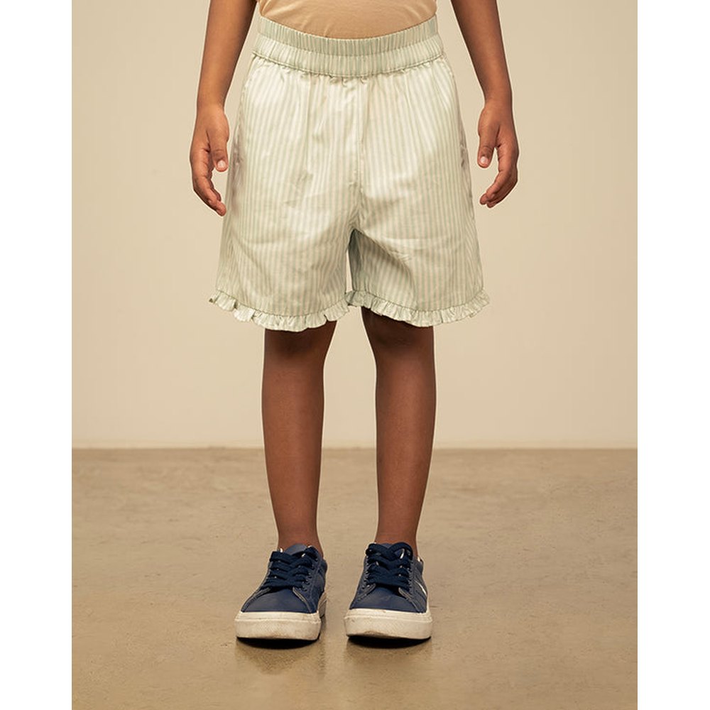 Polo Girls Blair Striped Frill Hem Short In Mint