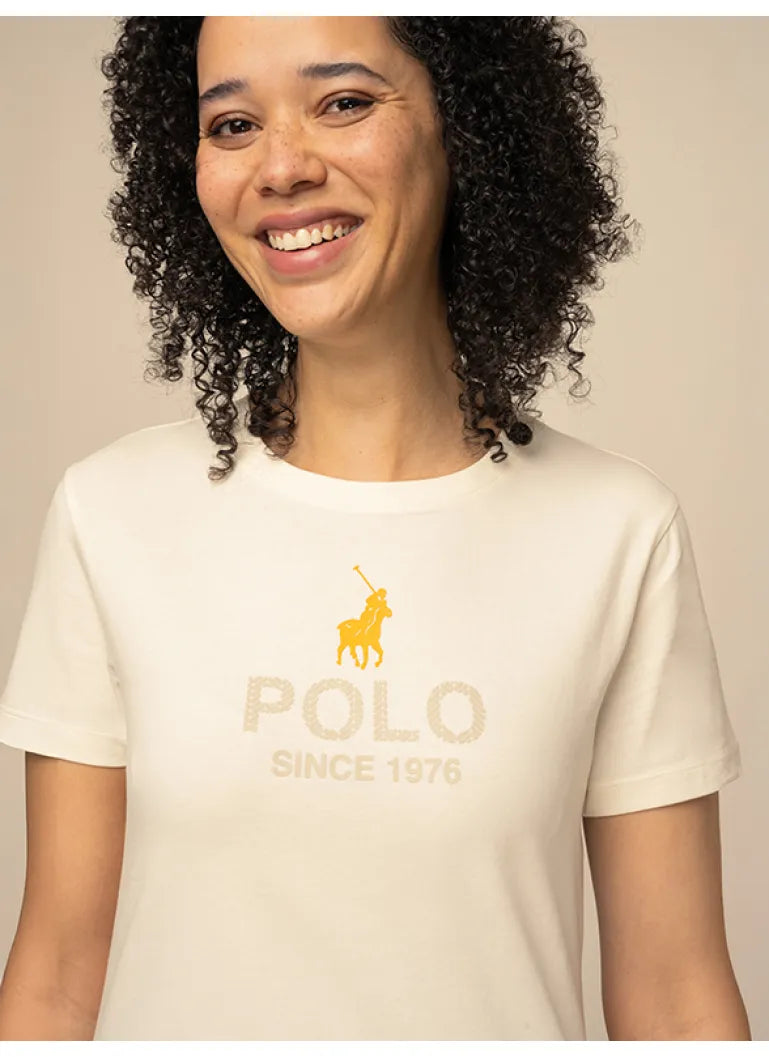 Polo Wmn Anna Printed Ss T-Shirt Off White