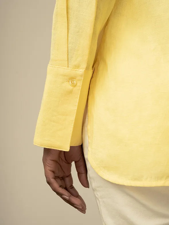 Polo Wmn Lilian Ls Linen Shirt Yellow