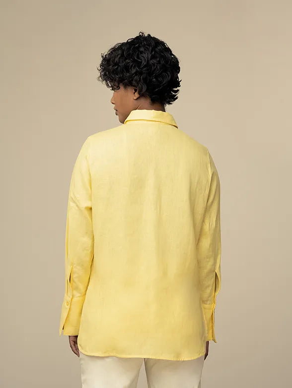 Polo Wmn Lilian Ls Linen Shirt Yellow