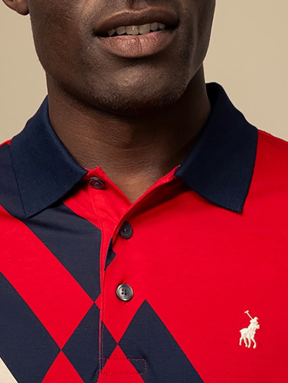 Polo Mens Colorblock Printed Mercerised Golfer In Red