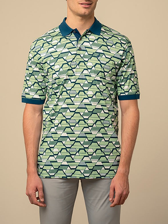 Polo Mens Geo Printed Golfer In Green