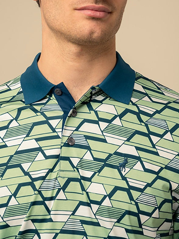 Polo Mens Geo Printed Golfer In Green